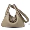 Bolso Lindy de Hebilla Plateada H Piel Genuina Patrón Lichi Primera Capa Piel de Vaca Bolso de Marca Grande Hombro Cruzado de Mano Bolso de Doctor para Mujer