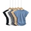Camiseta de manga corta con hombros descubiertos y color sólido estilo viento europeo y americano para mujer 2023 Verano chica guapa nena ajustada plisada delgada temperamento chaqueta