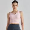 Sutiã de ioga com bojo fixo e absorção de choque, de média resistência, roupa íntima esportiva sexy para corrida ao ar livre, com decote em V, colete fitness
