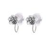 Clip tridimensional transparente de flor de camelia para el cartílago de la oreja sin agujero en la oreja Evangelio sentimiento de chica misteriosa degradado negro flor rosa clip para la oreja