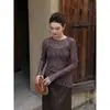 2026 Estilo Ligeramente Maduro Diseño de Dobladillo Irregular Top de Encaje Morado Camisa para Mujer Transmisión en Vivo Dropshipping Distribución Transfronteriza