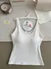 3018 # Camisola de algodón acanalado de Xinjiang con copas incorporadas, tejido cepillado, top de longitud media para mujer, prenda interior de color liso