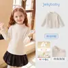 Camiseta de Manga Larga Jelly Baby para Niñas Otoño Invierno Ropa para Bebés Cálida Estilo Francés Cuello Semi Alto para Niños Capa Base