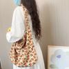 Bolsa de lona com estampa de leopardo azul, grande capacidade, pequena bolsa de ombro floral, estilo japonês e coreano, estilo pastoral, deslocamento diário