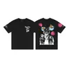 Camiseta de Verano Clásica de Manga Corta para Hombre Vlone Fog Mosaico Estampado Reflectante Marca de Moda V Grande Ajuste Holgado