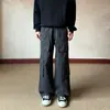 Pantalones Largos de Trabajo Multibolsillos de Otoño Sentido del Diseño Lavado Desgastado Marca de Moda Sueltos Pierna Ancha Pantalones Rectos para Hombre Multibolsillos