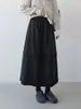 2025 Nova Saia Longa Versátil da Moda Estilo Coreano Outono e Inverno Aparência Emagrecedora Cintura Alta Saia A-Line Saia de Lã Feminina