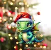 Colgante decorativo de elfo dinosaurio para árbol de Navidad nuevo transfronterizo, plano acrílico, decoración navideña para el hogar, regalo