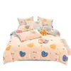 Juego de ropa de cama de cuatro piezas de terciopelo de leche, con una funda de edredón gruesa de forro polar coral de doble cara y un juego de sábanas de franela, perfecto para el invierno