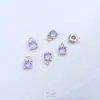 Pingente Redondo Colorido de Zircônia Banhado a Ouro 14K com Fixação de Quatro Garras que Preserva a Cor DIY Pulseira Brincos Joias Pingente Pequeno