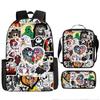 Mochila Transfronteriza Nueva Llorido Nocturno de Navidad Halloween Mochila de Poliéster Mochila de Estudiante Bolso Bandolera Set de Tres Piezas