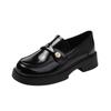 Cuero suave ~ zapatos de la suerte zapatos individuales de tacón grueso para mujer nuevos en otoño de 2024