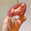 Pulsera de Plata Esterlina 925 Estilo Chino Retro Boutique de Alta Calidad Natural Cristal de Fresa de Alta Calidad Diseño de Piedra Lunar Pulsera