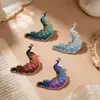 Broche de Pavo Real Vintage de Alta Gama con Estampado Degradado y Pasador de Cola Larga, Accesorio de Estilo Lujo Ligero de Nicho para Uso Diario