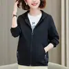 Nueva Chaqueta con Capucha Casual Primavera/Otoño 2026, Versátil Talla Grande Elegante de Corte Holgado Abrigo Corto Estilo Coreano para Mujer