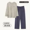 Novos pijamas masculinos 100% algodão 2026, coleção primavera e outono, gola redonda, mangas compridas, estilo casual, tamanhos grandes, 100% algodão, podem ser usados como roupa de ficar em casa ou roupa externa