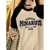 Camiseta Raglan Manga Longa com Costura em Cor Contrastante para Mulheres na Primavera, Outono e Inverno, Camada Interna Solta, Camiseta Térmica com Forro de Fleece, Tendência Ins