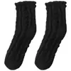 Calcetines de forro polar coral para otoño e invierno para mujer, engrosados y cálidos, de media pantorrilla, color liso, retro retorcidos, para maternidad y dormir