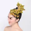 Mesa quadrada headdress clássico da dança Yangge headdress de dança clássica headdress de dança das fadas headdress de flor étnica para exame de arte