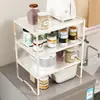 Estante de almacenamiento para encimera de cocina, soporte para ollas extensible, estante de almacenamiento multifuncional para microondas y olla arrocera para el hogar