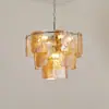 Lustre para Sala de Estar Estilo Francês Modelo Designer Retro Meio do Século Estilo Artístico Sala de Jantar Principal Quarto Novo Lustre de Vidro Âmbar