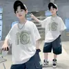 Camiseta de Verano de Manga Corta para Niños 2026 Nueva Ropa de Verano para Niños, Algodón Puro Manga Media Marca de Moda para Niños Mayores
