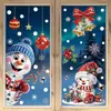 Pegatinas navideñas con efecto brillante, pegatinas de cristal de muñeco de nieve, para decorar escaparates de centros comerciales, pegatinas electrostáticas de Papá Noel