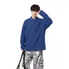 Camiseta de manga larga con estampado de piel de serpiente retro americano y patchwork deconstruido, top básico de otoño moderno para hombre con cuello Henley