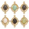 Gota d'Água Francesa Pedra Natural Aço Titânio Pingente DIY Geométrico Feminino Duplo Furo Aço Inoxidável Joia Pingente de Brincos Turquesa