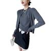 Estilo Japonés Cuello Redondo Estilo Sencillo Prendas de Punto para Mujer Conjunto de Dos Piezas 2025 Principios de Otoño Nuevo Elegante Aspecto Adelgazante Prenda Interior de Punto de Manga Corta