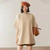 Suéter de Lana de Cachemir de Alta Gama, Suave y Ceroso, Casual para Bebé, Cuello Redondo, Longitud Media, Manga de Cinco Cuartos, Tejido, Talla Grande, Holgado y Relajado, para Mujer