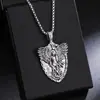 Venda rápida através de St. Michael pingente de escudo retrô masculino em aço inoxidável colar de anjo em aço titânio europeu e americano joias atacado