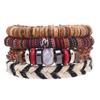 Joyería Transfronteriza Europea y Americana Pulsera Simple Tejida a Mano de Cuatro Piezas de Cuero Pulsera Bohemia Multicapa de Estilo Simple