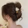 Presilha de cabelo garra para primavera e verão, grampo de cabelo feminino, estilo coreano, novo modelo 2026, preto, elegante, adiciona volume, presilha tubarão extragrande