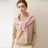 Suéter de gola redonda liso 100% cashmere puro para mulheres, novo estilo outono e inverno, blusa básica de malha solta e modeladora