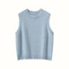Estilo Nuevo Otoño e Invierno Chaleco Tejido de Lana Pura para Mujer Cuello Redondo Borde Crudo Hilo con Lentejuelas Suelto Jersey sin Mangas