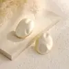 Aretes irregulares ovalados con goteo de aceite, con un toque de alta gama, a la moda y elegantes, aretes de perlas tridimensionales, versátiles para ir al trabajo, aretes sencillos