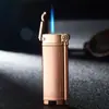 Mini Roda de Esmeril Compacta Chama Azul Isqueiro à Prova de Vento Reta Metal Escrita Criativa Escrita Personalizada Assinatura Atacado