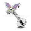 Aretes de Mariposa de Titanio F136 con Zircón Uña para Hueso de la Oreja Ojo de Caballo Aleación de Titanio G23 Joyería para Perforación Humana Uña para Labio Transfronterizo