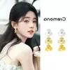 ¡Vacaciones en la isla! Pendientes de Flor de Paja Estilo Yi Mengling para Mujer, Pendientes Exagerados, Accesorios de Estilo Vacacional para la Costa, Aretes