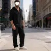 Traje deportivo casual de manga larga de color liso con capucha, holgado, talla grande, de primavera y otoño, transfronterizo del sudeste asiático