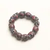 Pulsera de Cuentas para Hombre Nueva Retro Moderna Versátil Europea y Americana Venta al por Mayor Pulsera Punk de Resina Calavera de Halloween