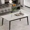 Mesa de centro cuadrada de losa de roca de lujo ligero de moda para uso doméstico, sala de estar de apartamento pequeño minimalista moderno