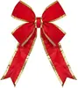 Decoração de Festa para Interior e Exterior Suprimentos de Natal Laço de Algodão Recheado Estrutura de Algodão Recheado Laço com Borda Dourada Decoração Pendente