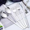 Faca, garfo e colher de aço inoxidável coreano 304, talheres, hotel, cabo estendido, faca para bife, comida ocidental, talheres banhados a titânio e ouro