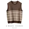 2026 Nuevo Estilo Coreano Estilo Retro Mezcla de Cachemira Cuello Redondo Chaleco de Punto Adelgazante Versátil Top Chaleco Jacquard