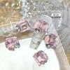 Arte de uñas transparente de color roca azúcar pila diamante joyería cristal transparente paloma huevo largo cuadrado ángulo recto rosa acabado uña diamante bola