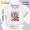 Conjunto de Camiseta de Manga Corta con Bloques de Color de Chica Bruja Kpop Girls, Nuevo Estilo de Verano para Niños Mayores, Conjunto de Verano con Shorts de Mezclilla
