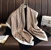 Lenço de seda estampado elegante feminino 90 cm lenço de sarja estilo coreano leve luxo carta grande lenço quadrado protetor solar xale lenço de cabeça novo