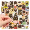 50 Pegatinas de Diario de Gula de Gato Negro para Decoración DIY Papelería de Diario Equipaje Cuaderno Pegatinas Impermeables